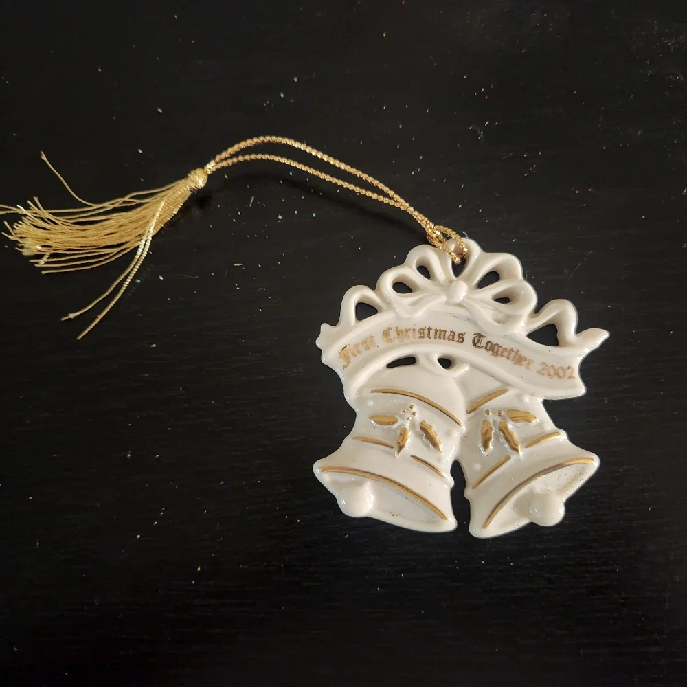 Lenox First Christmas Together Glossy Porcelain Hanging Ornament 2002